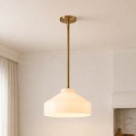Drilon Modern Brass Rod Glass Shade Pendant Light