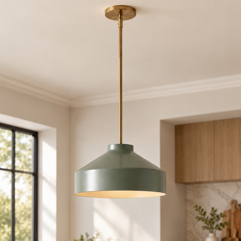 Drilon Modern Brass Rod Glass Shade Pendant Light