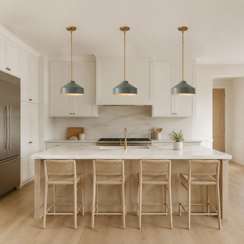Drilon Modern Brass Rod Glass Shade Pendant Light