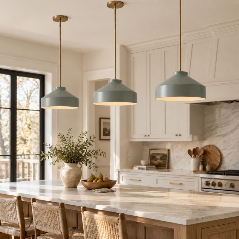 Drilon Modern Brass Rod Glass Shade Pendant Light