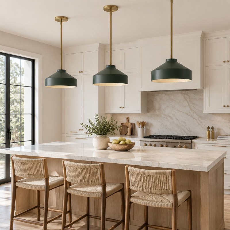 Drilon Modern Brass Rod Glass Shade Pendant Light