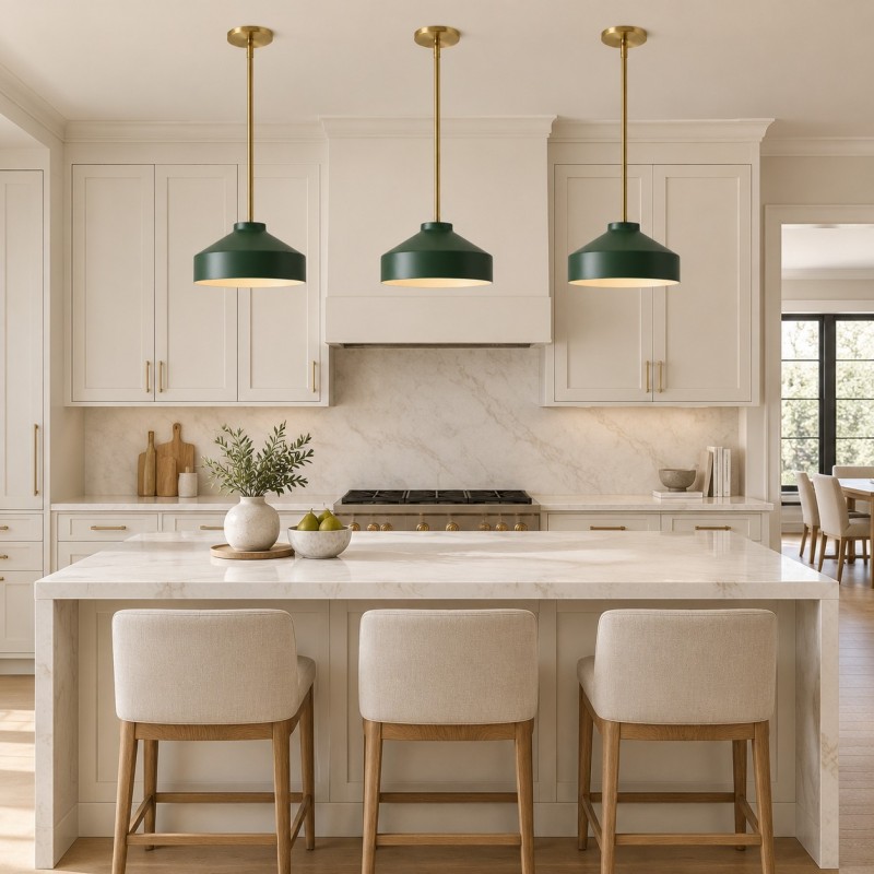 Drilon Modern Brass Rod Glass Shade Pendant Light