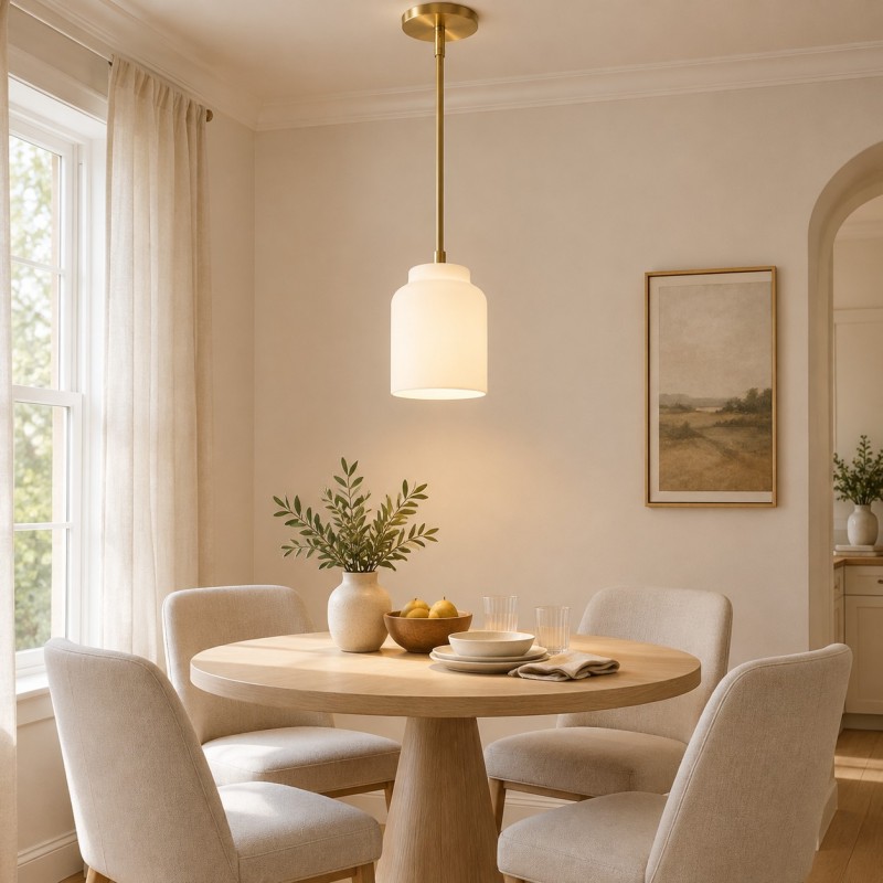 Drilon Modern Brass Rod Glass Shade Pendant Light