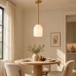 Drilon Modern Brass Rod Glass Shade Pendant Light