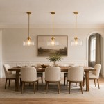Drilon Modern Brass Rod Glass Shade Pendant Light