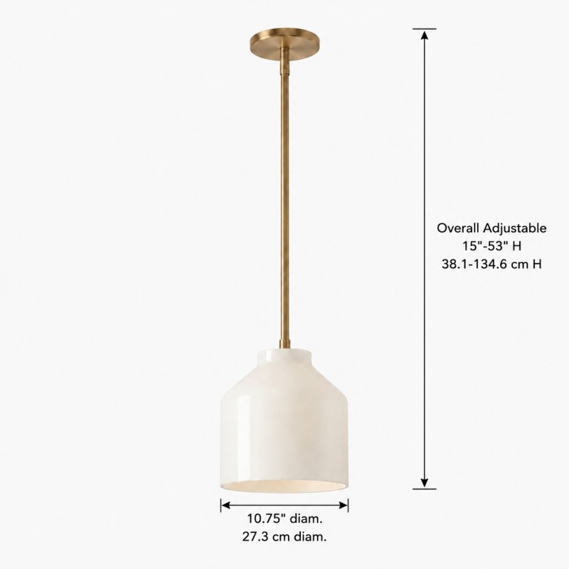 Drilon Modern Brass Rod Glass Shade Pendant Light