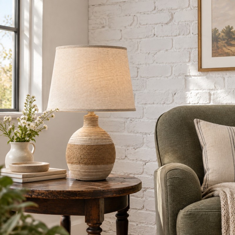 Rocco Handmade Simple Rustic Ceramic Table Lamp