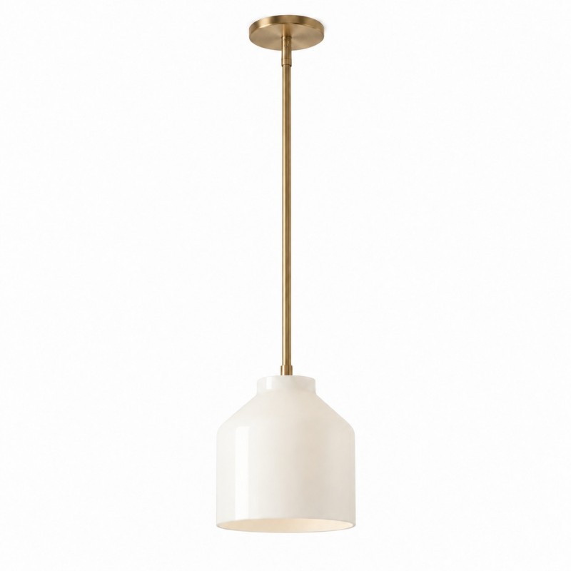 Drilon Modern Brass Rod Glass Shade Pendant Light