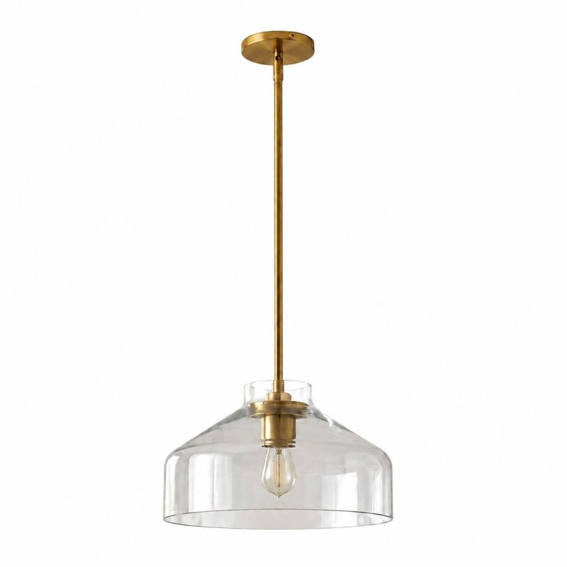 Drilon Modern Brass Rod Glass Shade Pendant Light