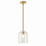 Drilon Modern Brass Rod Glass Shade Pendant Light