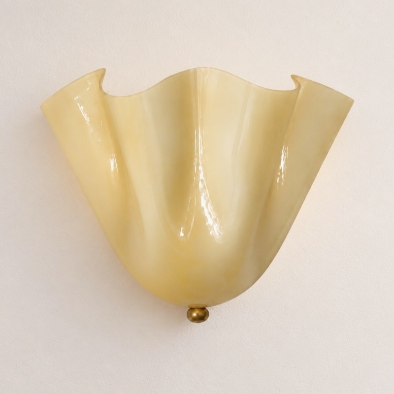 Kyrintha Mid-Century Skirt Shell Glass Fazzo Petalia Wall Sconce