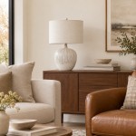 Ulysse Rustic Ceramic Pot Drum Shade Table Lamp