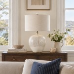 Ulysse Rustic Ceramic Pot Drum Shade Table Lamp