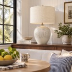 Ulysse Rustic Ceramic Pot Drum Shade Table Lamp
