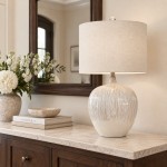 Ulysse Rustic Ceramic Pot Drum Shade Table Lamp