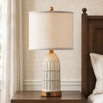 Ulysse Rustic Ceramic Pot Drum Shade Table Lamp