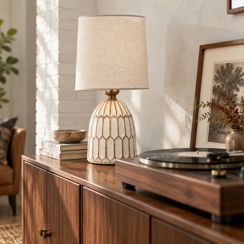 Iverna Mini Boho Hand-Painted Ceramic End Table Lamp