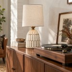 Iverna Mini Boho Hand-Painted Ceramic End Table Lamp