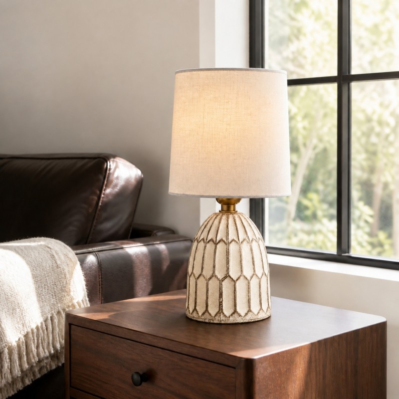 Iverna Mini Boho Hand-Painted Ceramic End Table Lamp
