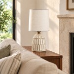 Iverna Mini Boho Hand-Painted Ceramic End Table Lamp