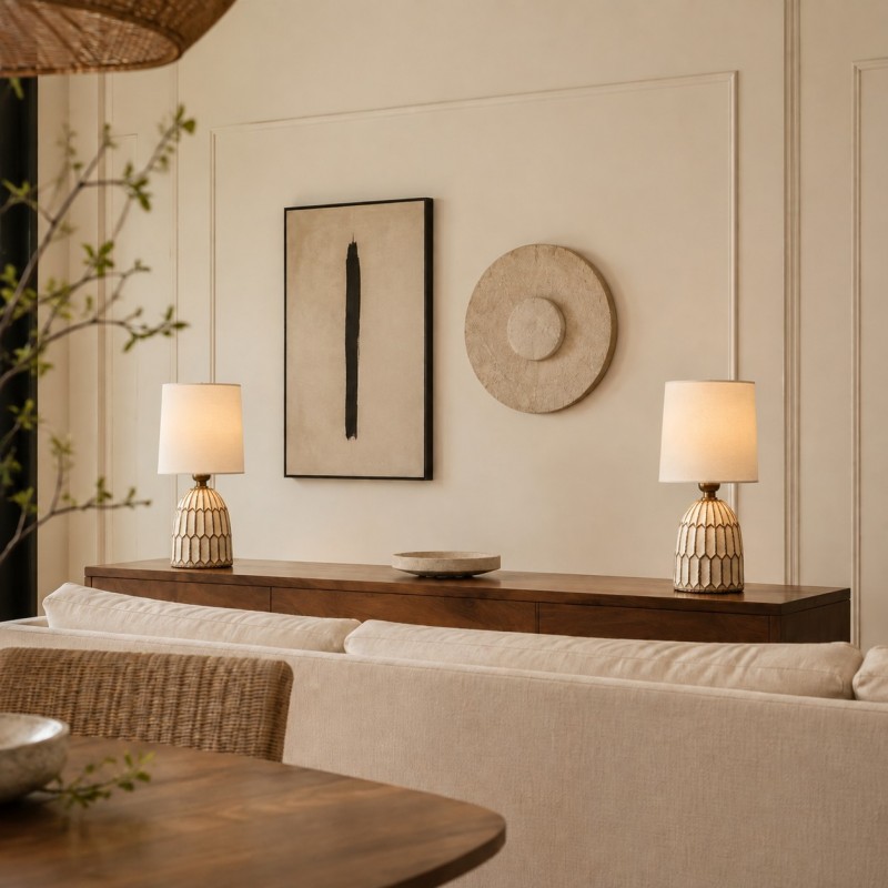 Iverna Mini Boho Hand-Painted Ceramic End Table Lamp