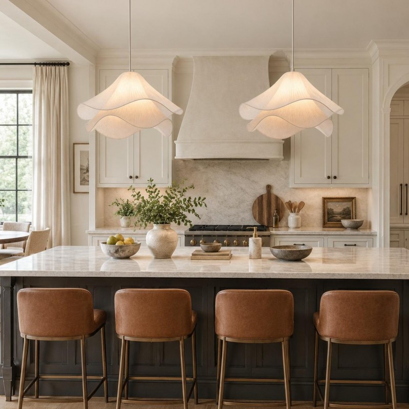Liora Modern Petal Iron Fabric Pendant Light