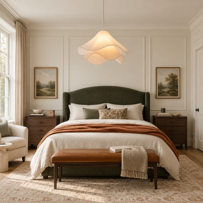 Liora Modern Petal Iron Fabric Pendant Light