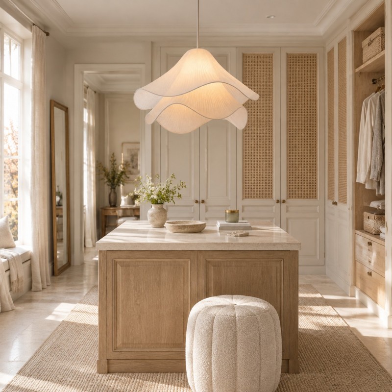 Liora Modern Petal Iron Fabric Pendant Light