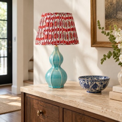 Cresenda Bohemian Fabric Ceramic Gourd Table Lamp