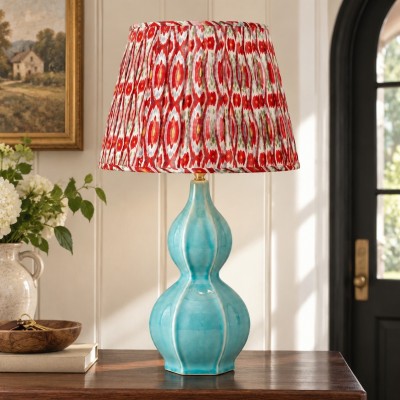 Cresenda Bohemian Fabric Ceramic Gourd Table Lamp