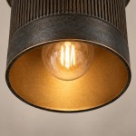 Damon Vintage Cylinder Fluted Metal Flush Mount Ceiling Light