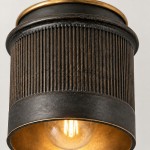 Damon Vintage Cylinder Fluted Metal Flush Mount Ceiling Light