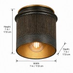 Damon Vintage Cylinder Fluted Metal Flush Mount Ceiling Light