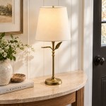 Huxley Rustic Antique Brass Botanical Forged Iron Table Light