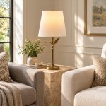Huxley Rustic Antique Brass Botanical Forged Iron Table Light