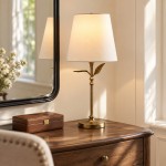 Huxley Rustic Antique Brass Botanical Forged Iron Table Light