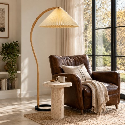 Anamika Vintage Mid Century Wooden Floor Lamp