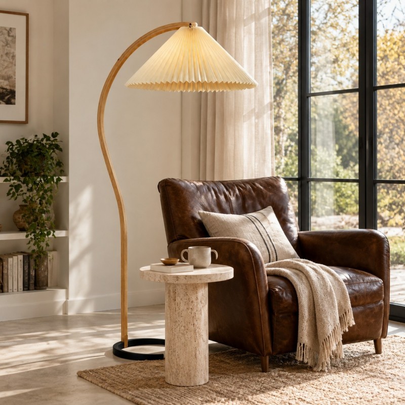 Anamika Vintage Mid Century Wooden Floor Lamp