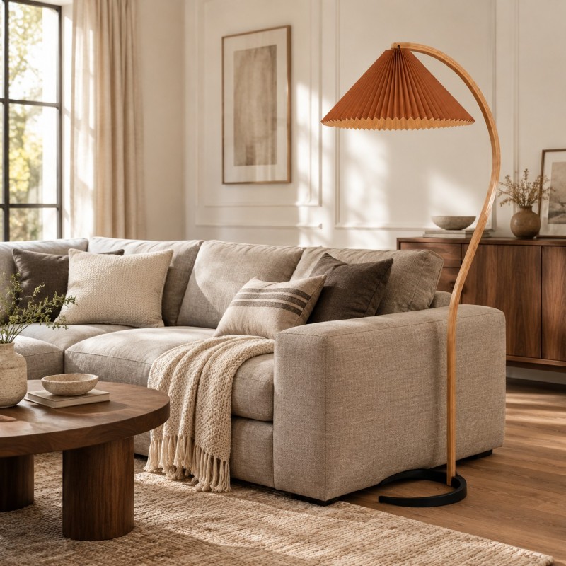 Anamika Vintage Mid Century Wooden Floor Lamp