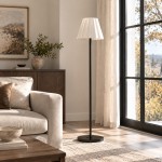 Eadweard Modern Cone White Linen Floor Lamp