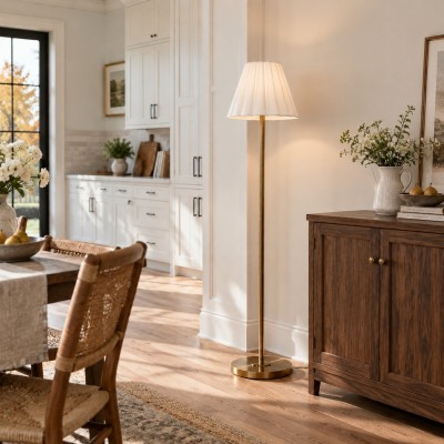 Eadweard Modern Cone White Linen Floor Lamp