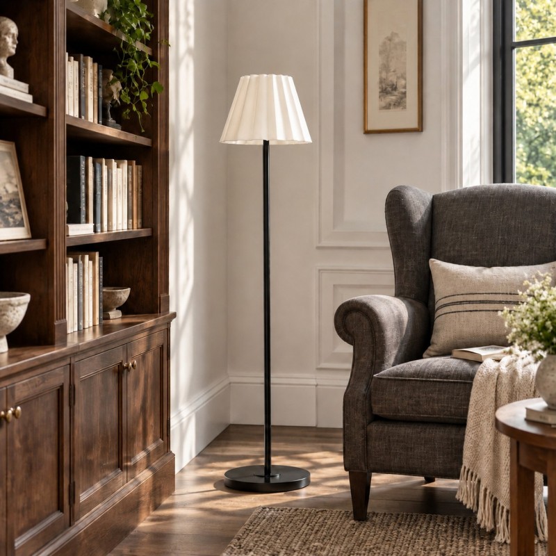Eadweard Modern Cone White Linen Floor Lamp