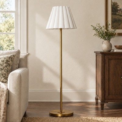 Eadweard Modern Cone White Linen Floor Lamp
