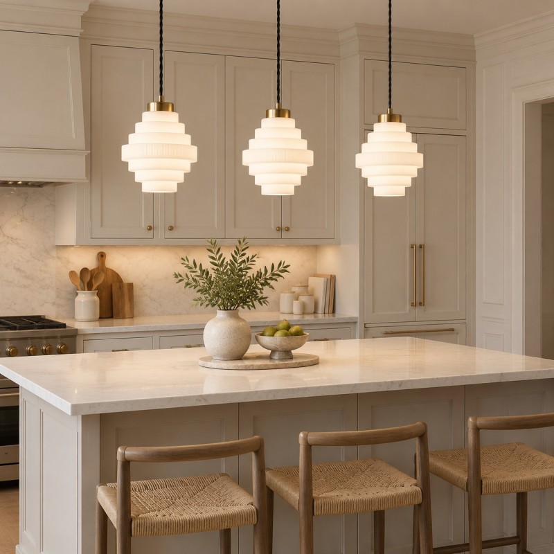Kaelyn Bottle Shade Stained Striped Glass Pendant Light