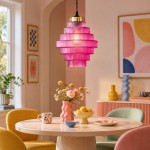 Kaelyn Bottle Shade Stained Striped Glass Pendant Light