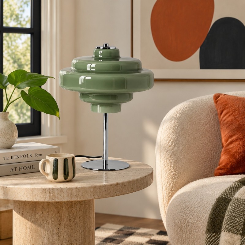 Yves Retro Multiple Colors Tiered Glass Table Lamp