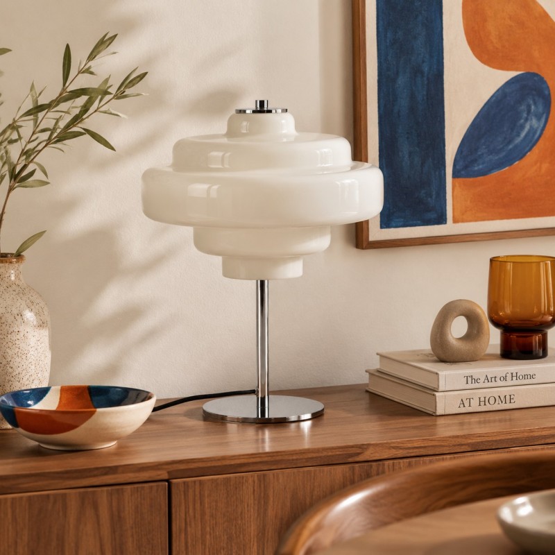 Yves Retro Multiple Colors Tiered Glass Table Lamp