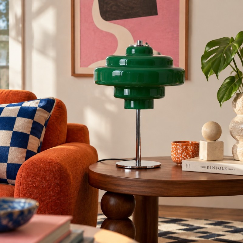 Yves Retro Multiple Colors Tiered Glass Table Lamp