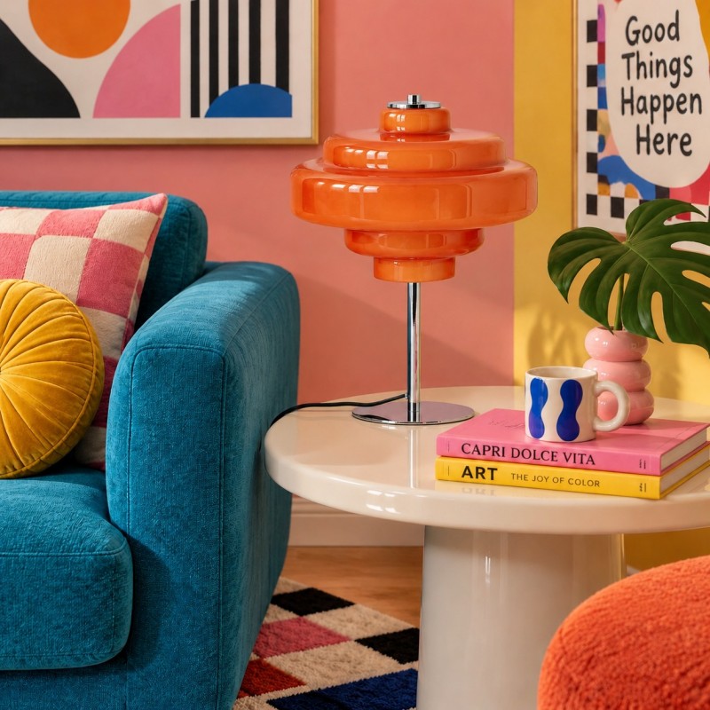 Yves Retro Multiple Colors Tiered Glass Table Lamp