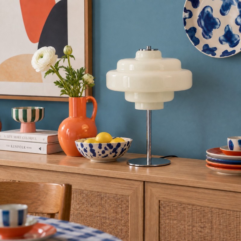 Yves Retro Multiple Colors Tiered Glass Table Lamp